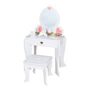 Wooden vanity table with accessories