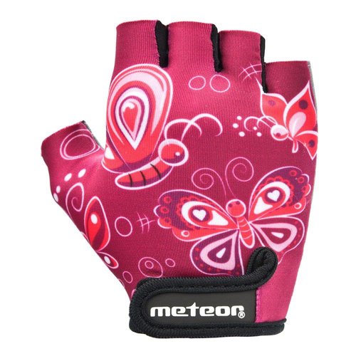 Cycling gloves Meteor Kids XS Butterflies pink
