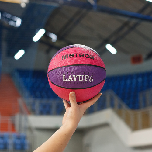Piłka do koszykówki Meteor Layup 6 różowy/fioletowy