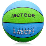 Piłka do koszykówki Meteor Layup 3 niebieski/zielony