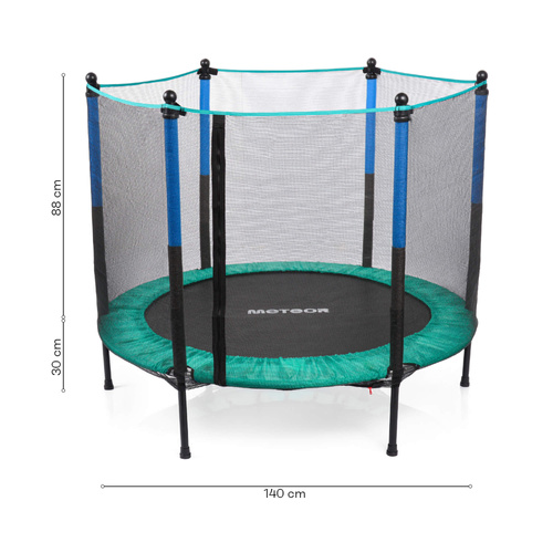 Mała trampolina dla dzieci Meteor TRP-50 140 cm miętowy/niebieski