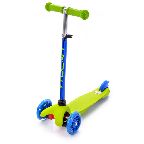 Meteor scooter three-wheel with led wheels  green-navy blue