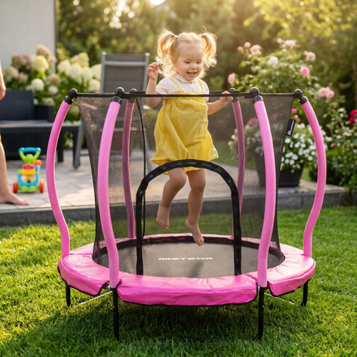 Mała trampolina dla dzieci Meteor TRP-70 140 cm różowy