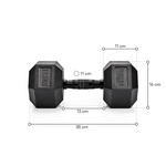 Hantel heksagonalny gumowany Meteor 17.5kg