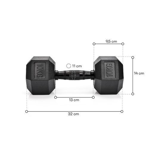 Hantel heksagonalny gumowany Meteor 10kg