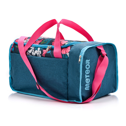Torba fitness Meteor Widar 40 l różowy/granatowy kwiaty