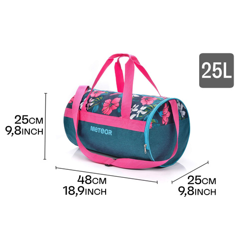 Fitness bag Meteor Siggy 25 l pink / navy blue flowers
