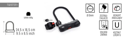 Bike u-lock Twister+ Meteor