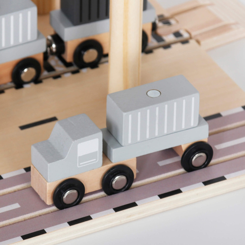 Wooden port with crane