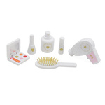 Wooden vanity table with accessories