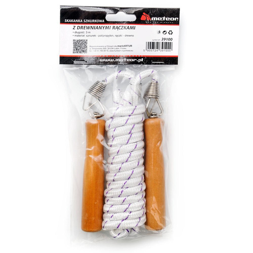 Skipping rope Meteor 3 m with wooden handles
