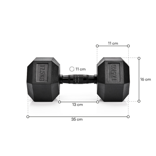 Hantel heksagonalny gumowany Meteor 17.5kg
