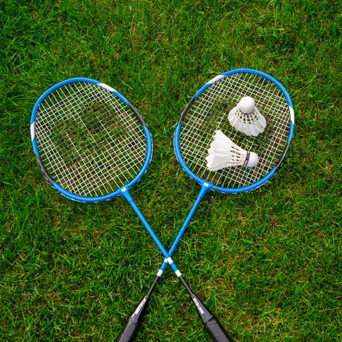 Badminton Set Meteor 2 rackets, 6 ailerons blue