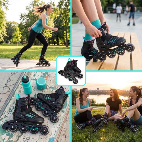 Inline skates Meteor Buzzy M 34-38 black/pink/mint