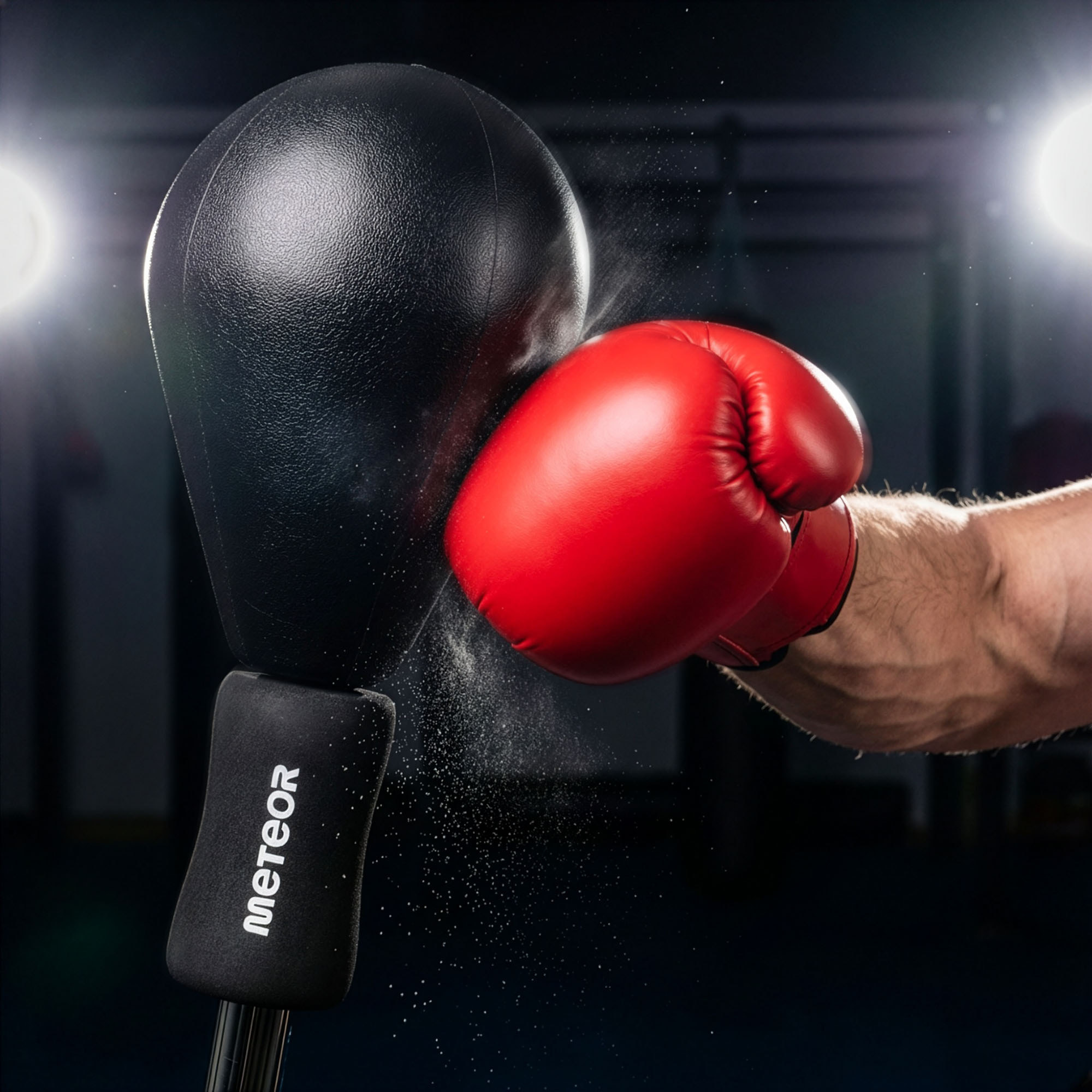 Meteor standing boxing speed bag close-up during impact