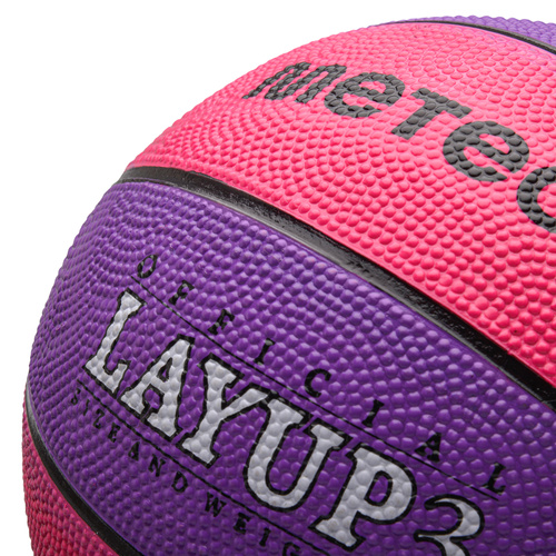 Piłka do koszykówki Meteor Layup 3 różowy/fioletowy