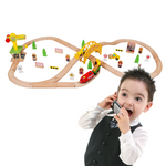 Wooden railway tracks construction site