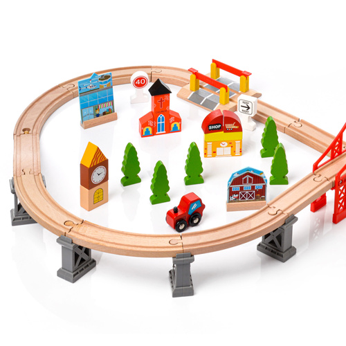 Wooden railway tracks town