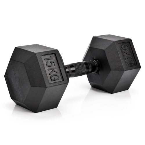 Hantel heksagonalny gumowany Meteor 15kg