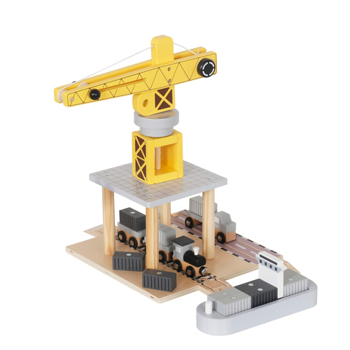 Wooden port with crane