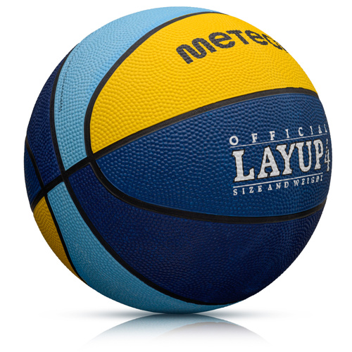 Piłka koszykowa Meteor Layup 4 niebieski/żółty/błękitny