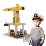 Wooden port with crane