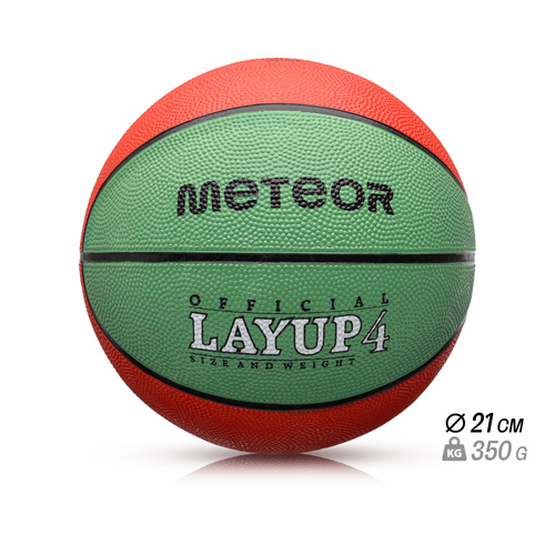 Piłka do koszykówki Meteor Layup 4 czerwony/zielony