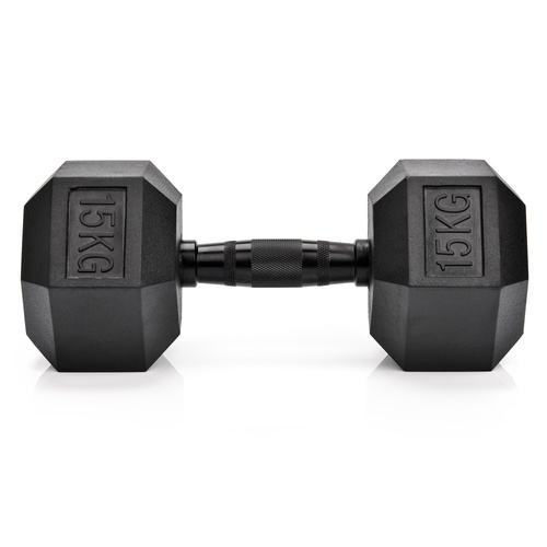 Hantel heksagonalny gumowany Meteor 15kg
