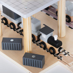 Wooden port with crane