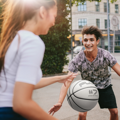 Piłka koszykowa Meteor Fluo biały/neonowy zielony 7