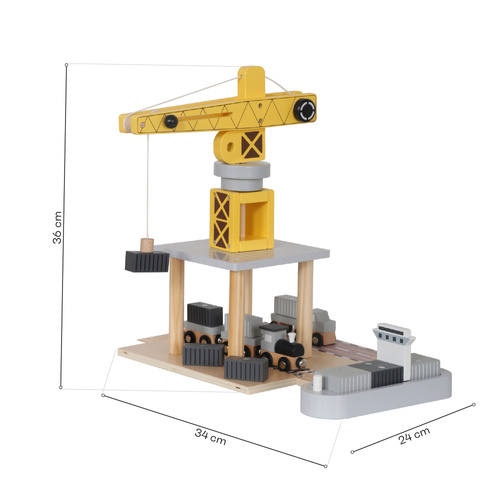 Wooden port with crane