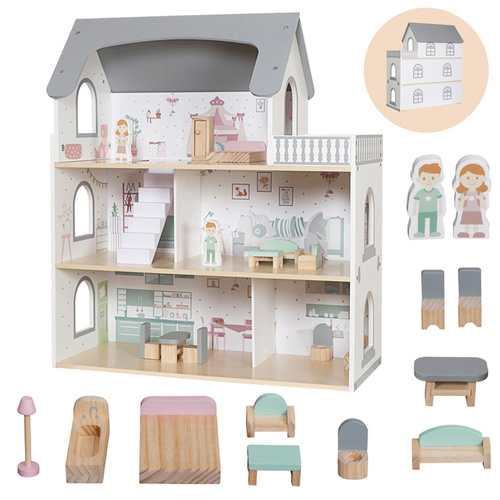 Drewniany domek dla lalek