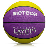 Piłka do koszykówki Meteor Layup 5 żółty/fioletowy