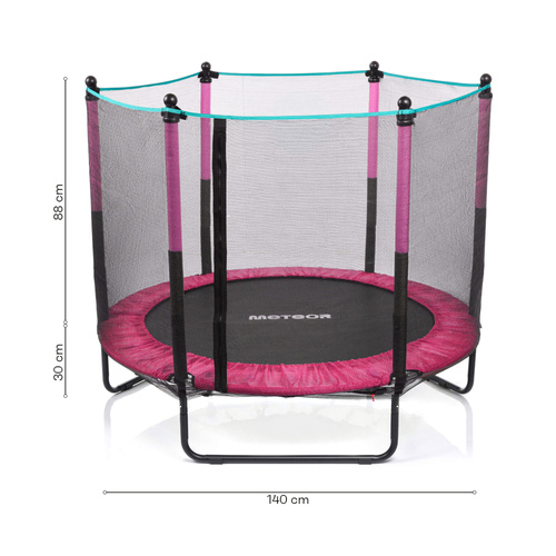 Mała trampolina dla dzieci Meteor TRP-50 140 cm różowy