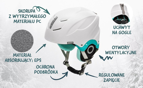 Ski helmet Meteor Lumi S 53-55 cm mint / white