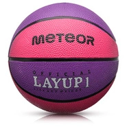 Piłka do koszykówki Meteor Layup 1 różowy/fioletowy