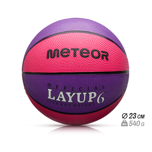 Piłka do koszykówki Meteor Layup 6 różowy/fioletowy