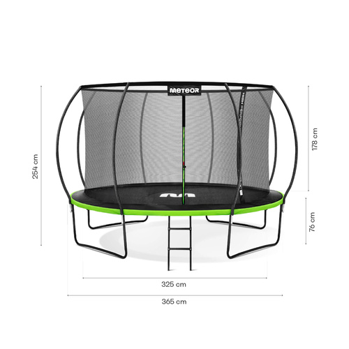 Trampolina Meteor TRP-12ft 365 cm zielony