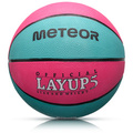 Piłka do koszykówki Meteor Layup 5 różowy/niebieski