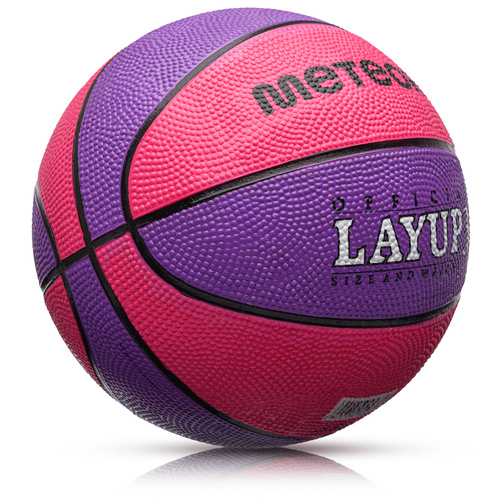 Piłka do koszykówki Meteor Layup 3 różowy/fioletowy