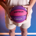 Piłka do koszykówki Meteor Layup 4 różowy/fioletowy