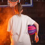 Piłka do koszykówki Meteor Layup 6 różowy/fioletowy