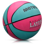 Piłka do koszykówki Meteor Layup 5 różowy/niebieski