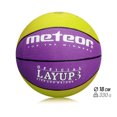 Piłka koszykowa Meteor Layup 3 fioletowy/zielony