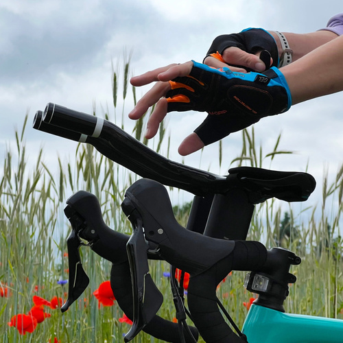 Rękawiczki rowerowe Meteor Gel GX36 L niebieski/pomarańczowy