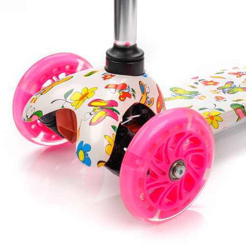 METEOR SCOOTER THREE-WHEEL WITH LED WHEELS TUCAN BUTTERFLIES