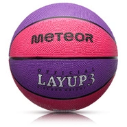 Piłka do koszykówki Meteor Layup 3 różowy/fioletowy