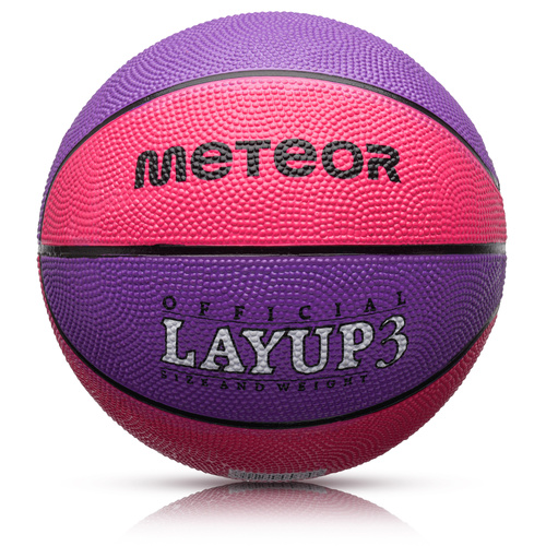 Piłka do koszykówki Meteor Layup 3 różowy/fioletowy