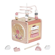 Wooden activity cube pink