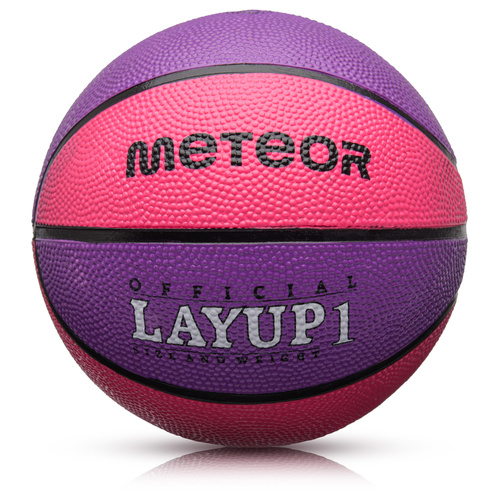 Piłka do koszykówki Meteor Layup 1 różowy/fioletowy
